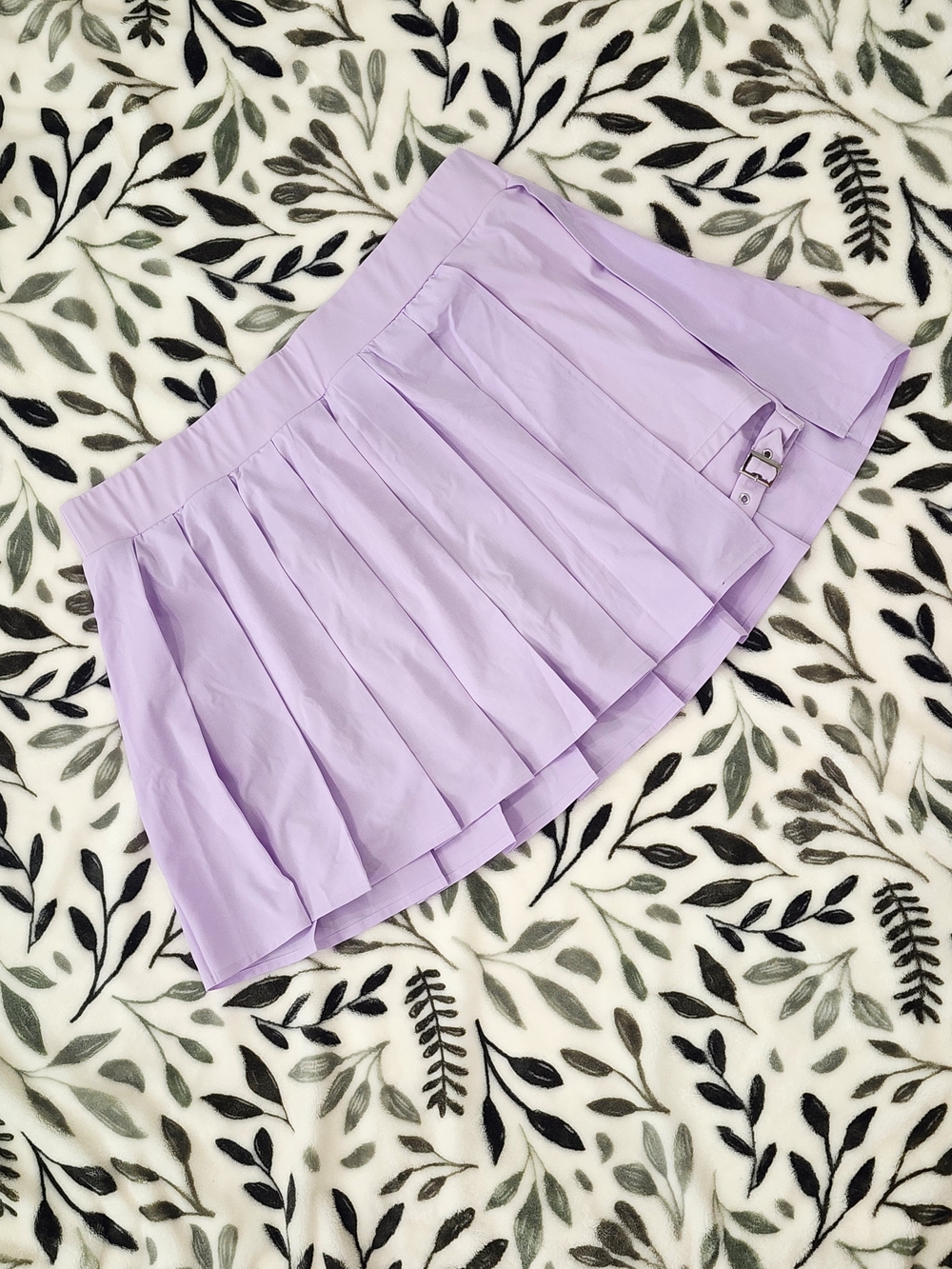 HALARA Lavender Pleated Skater Mini Skirt With Belt XL